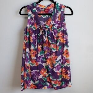 Merona purple floral sleeveless blouse-XS